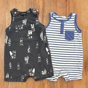 Baby Romper Set with Surfboard and Stripes